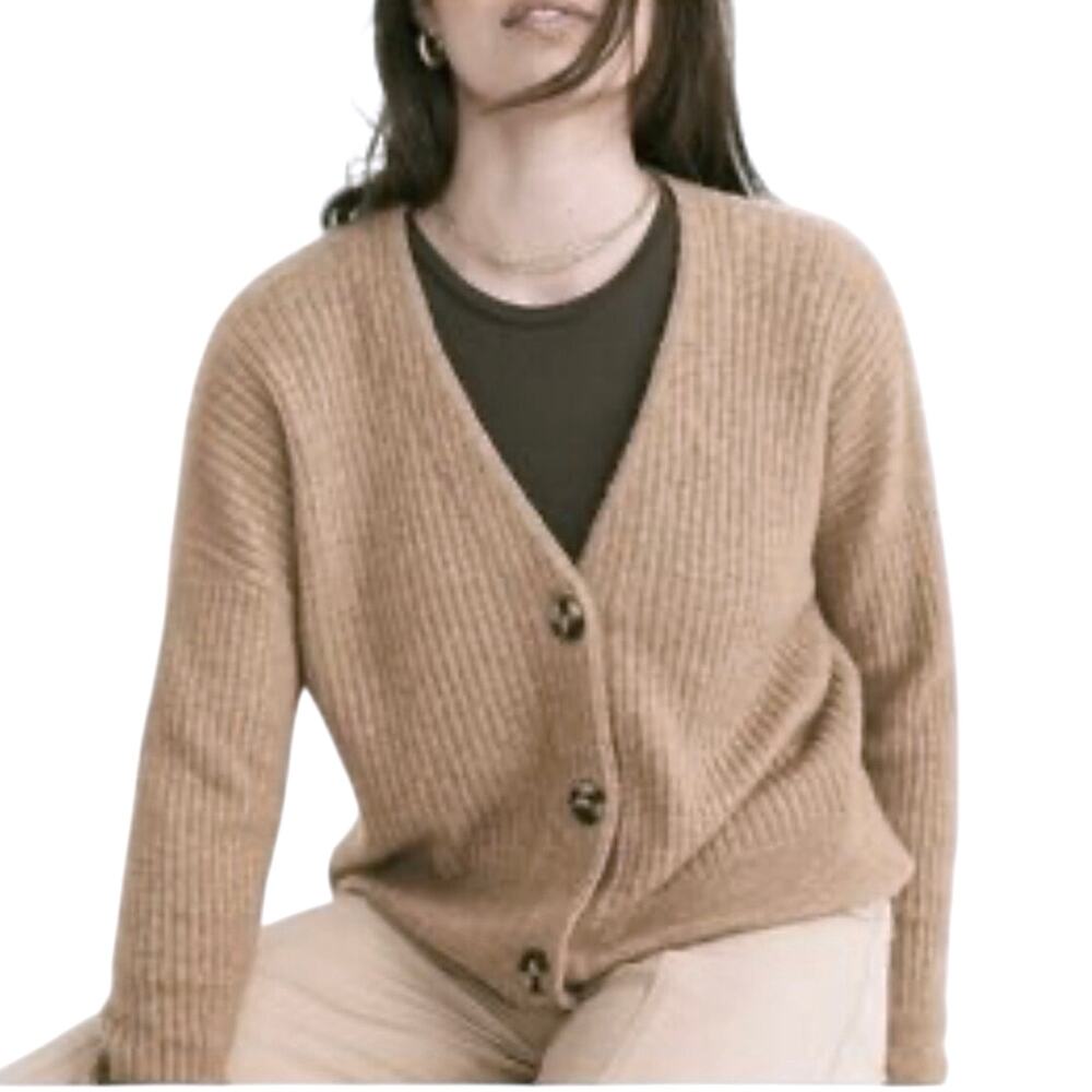 MADEWELL Women’s Preppy Rib Knit Button Up Wool Blend Cardigan